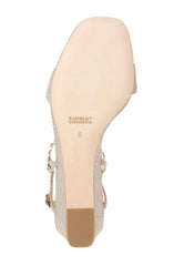 Badgley Mischka Kaelyn Mid Wedge Heel Ivory Satin | Women Wedge