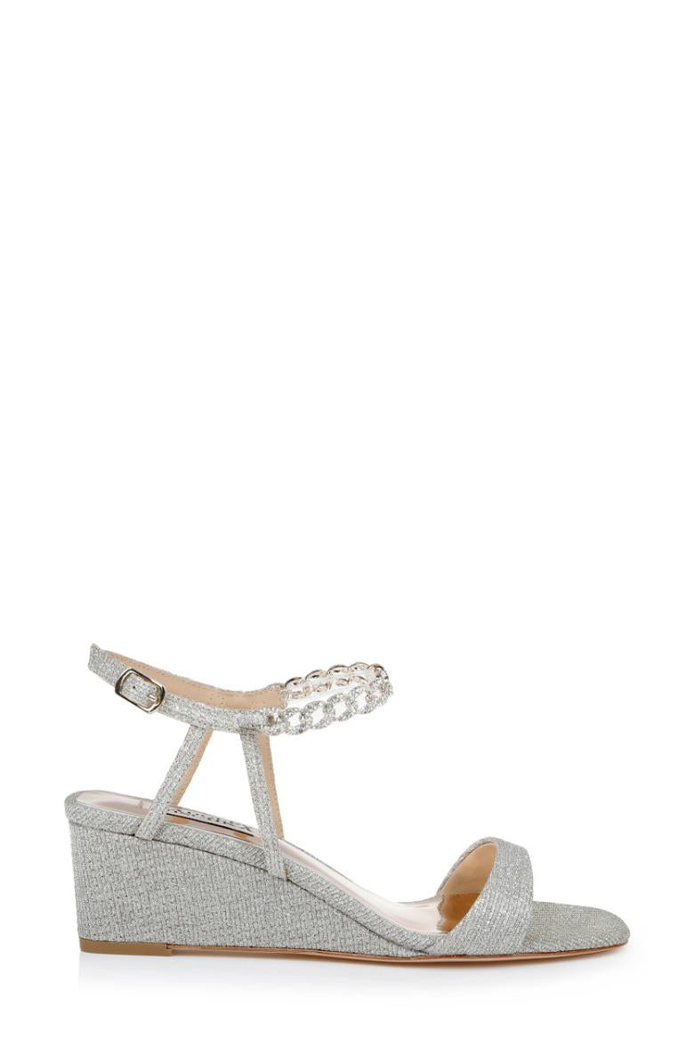 Badgley Mischka Kaelyn Mid Wedge Heel Ivory Satin | Women Wedge