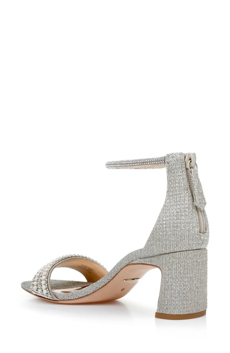 Badgley Mischka Kameryn Open-Toe Block Heel Ivory | Women Block Heels