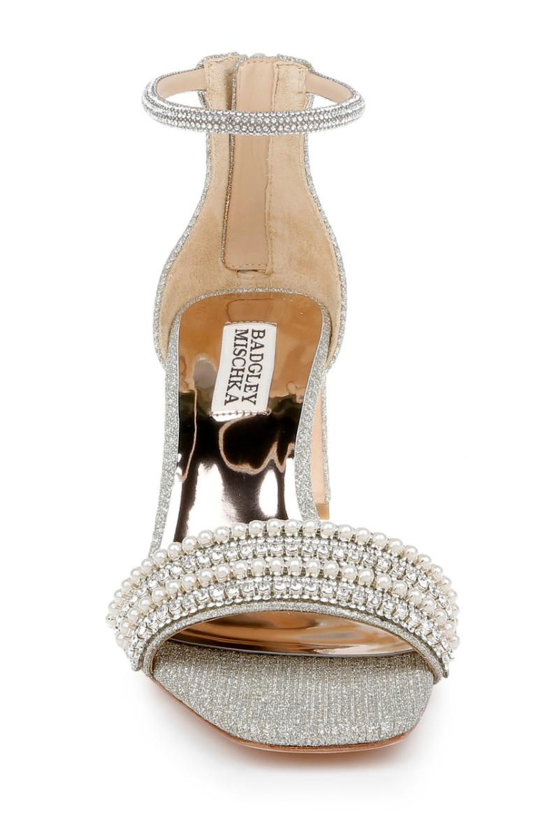 Badgley Mischka Kameryn Open-Toe Block Heel Ivory | Women Block Heels