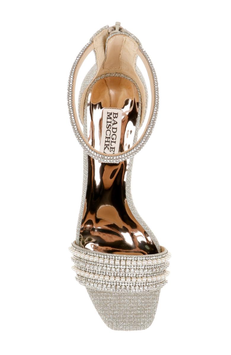 Badgley Mischka Kameryn Open-Toe Block Heel Ivory | Women Block Heels