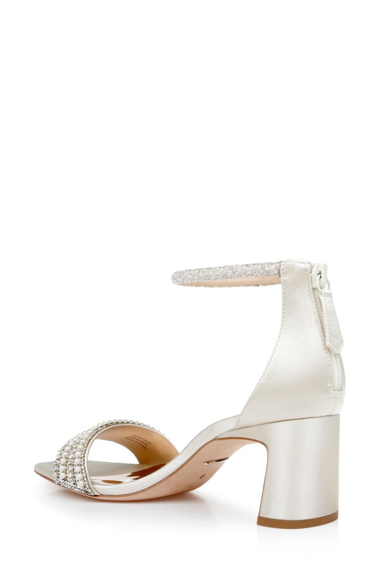Badgley Mischka Kameryn Open-Toe Block Heel Ivory | Women Block Heels