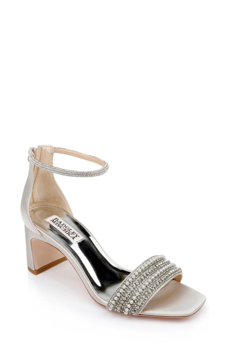 Badgley Mischka Kameryn Open-Toe Block Heel Ivory | Women Block Heels