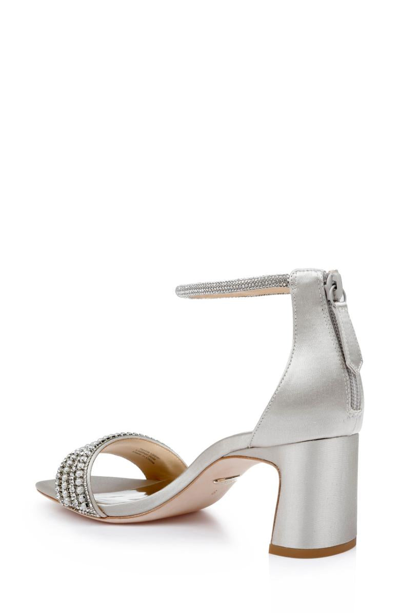 Badgley Mischka Kameryn Open-Toe Block Heel Ivory | Women Block Heels