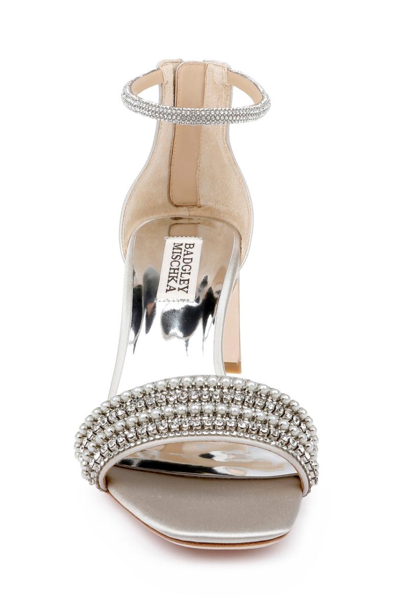 Badgley Mischka Kameryn Open-Toe Block Heel Ivory | Women Block Heels