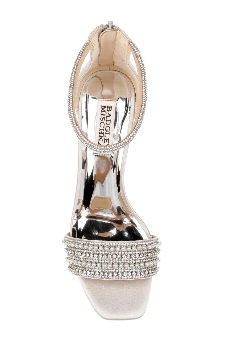 Badgley Mischka Kameryn Open-Toe Block Heel Ivory | Women Block Heels