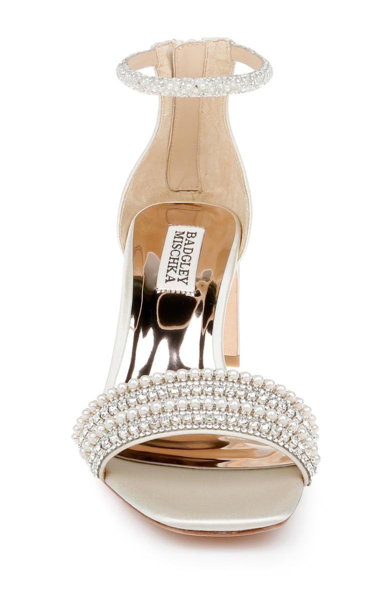 Badgley Mischka Kameryn Open-Toe Block Heel Ivory | Women Block Heels