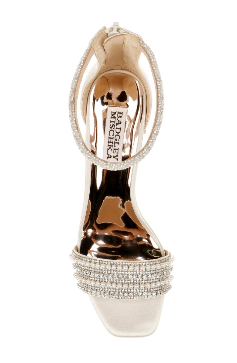 Badgley Mischka Kameryn Open-Toe Block Heel Ivory | Women Block Heels