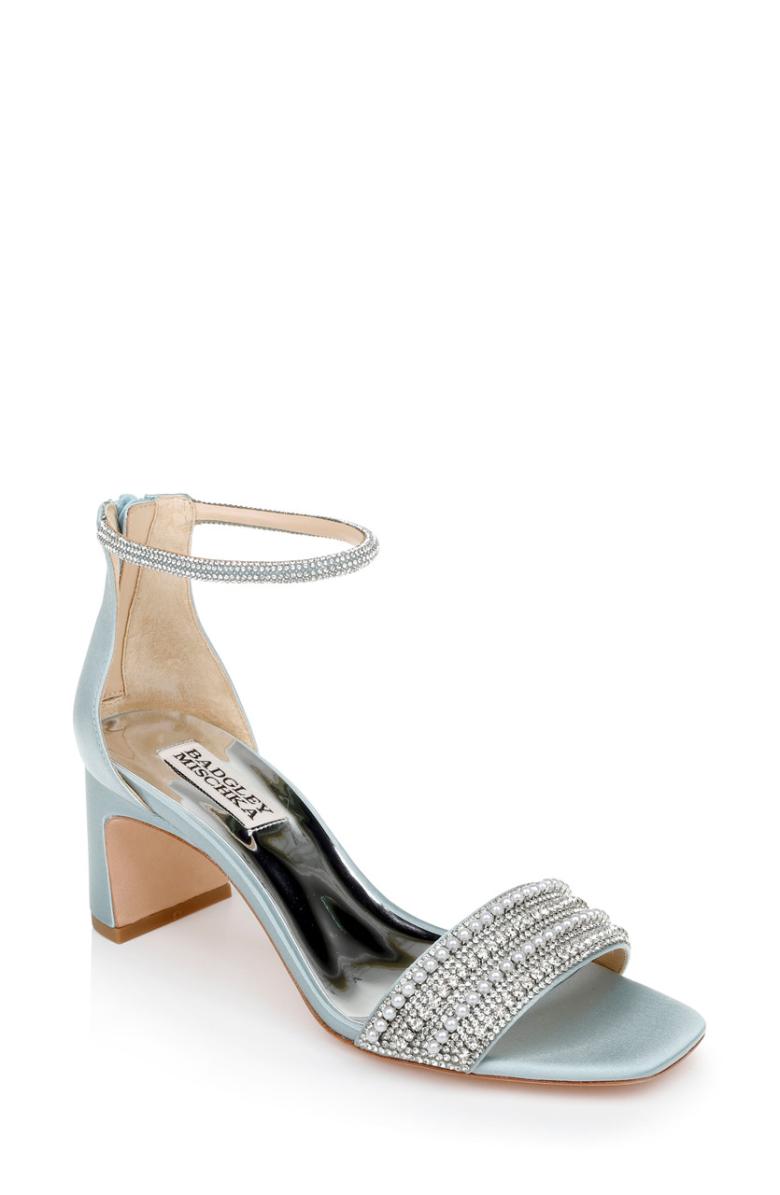 Badgley Mischka Kameryn Open-Toe Block Heel Ivory | Women Block Heels