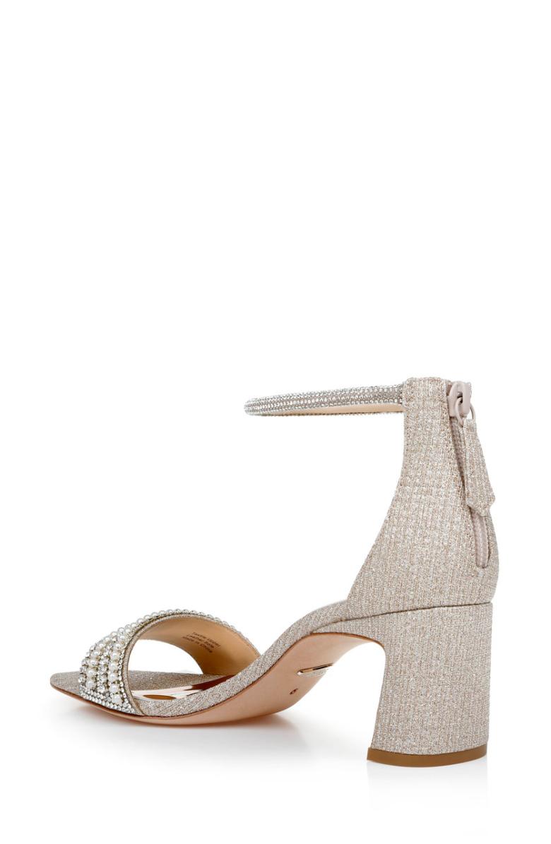 Badgley Mischka Kameryn Open-Toe Block Heel Ivory | Women Block Heels