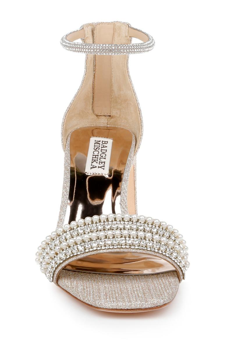 Badgley Mischka Kameryn Open-Toe Block Heel Ivory | Women Block Heels