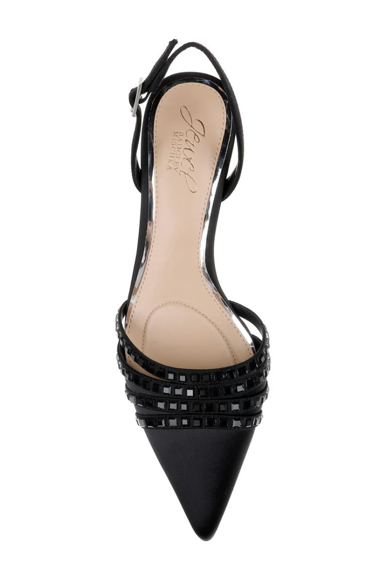 Badgley Mischka Katalina Bejeweled Slingback With Kitten Heel Black | Women Best Sellers