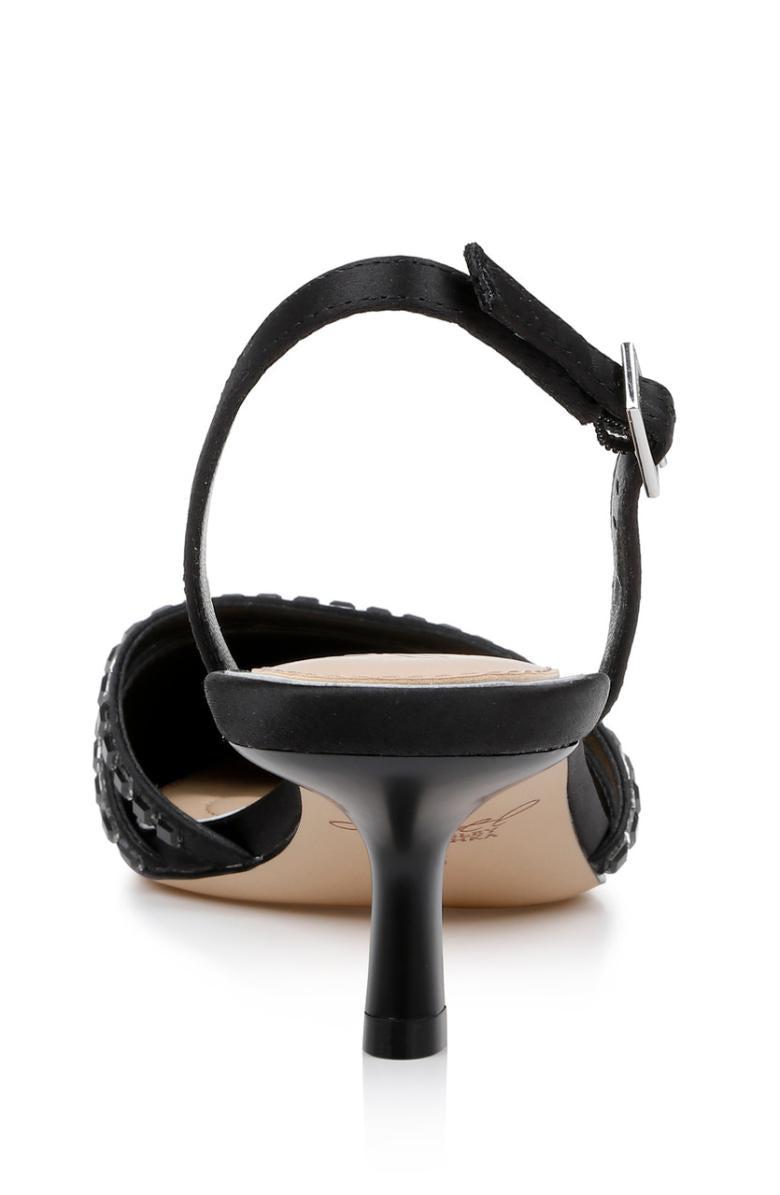 Badgley Mischka Katalina Bejeweled Slingback With Kitten Heel Black | Women Best Sellers