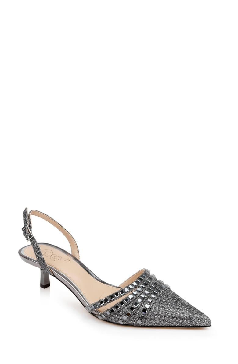 Badgley Mischka Katalina Bejeweled Slingback With Kitten Heel Black | Women Best Sellers