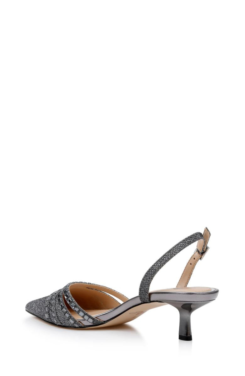Badgley Mischka Katalina Bejeweled Slingback With Kitten Heel Black | Women Best Sellers