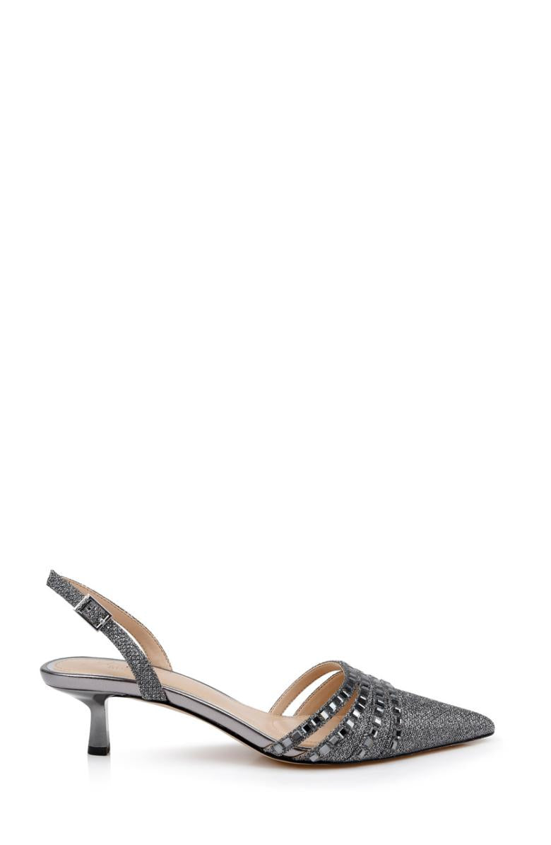 Badgley Mischka Katalina Bejeweled Slingback With Kitten Heel Black | Women Best Sellers