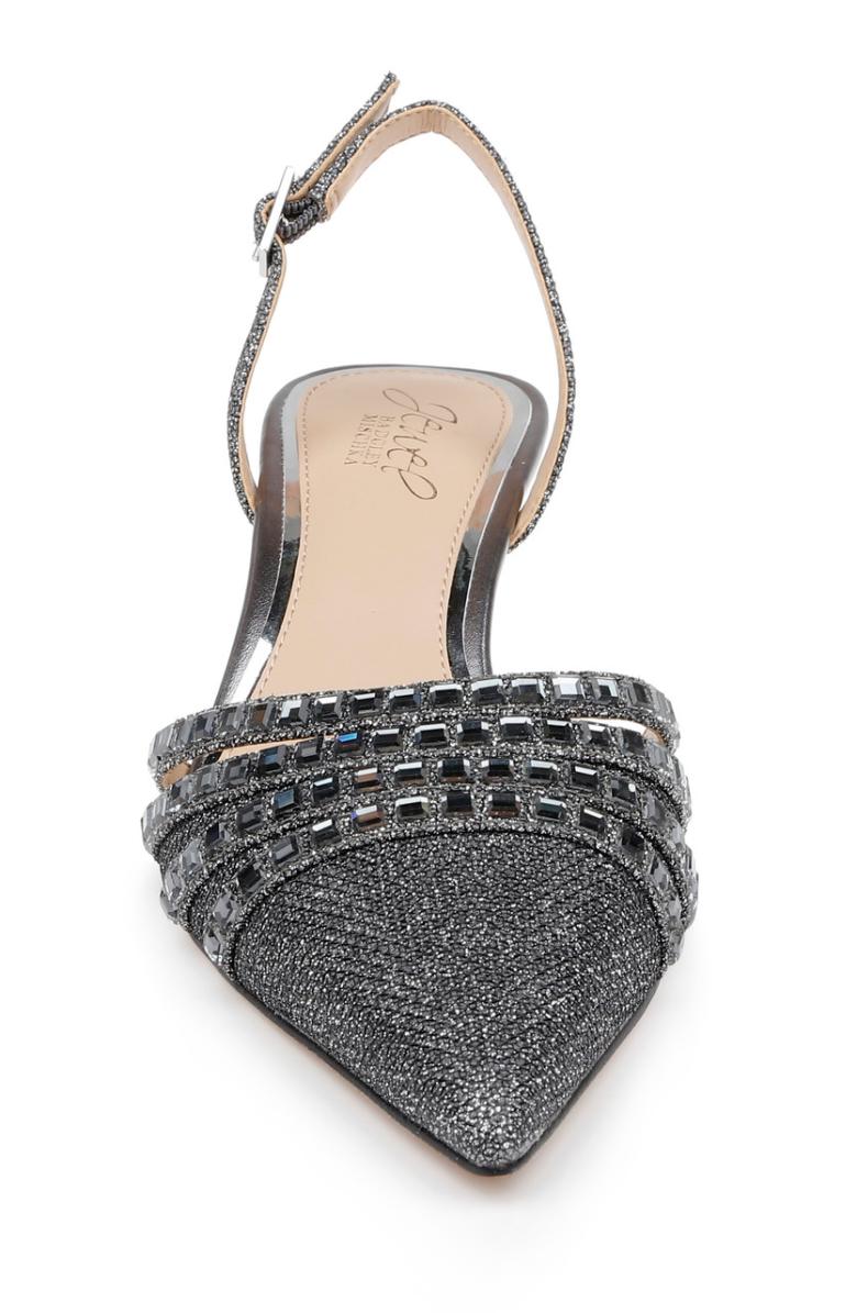 Badgley Mischka Katalina Bejeweled Slingback With Kitten Heel Black | Women Best Sellers