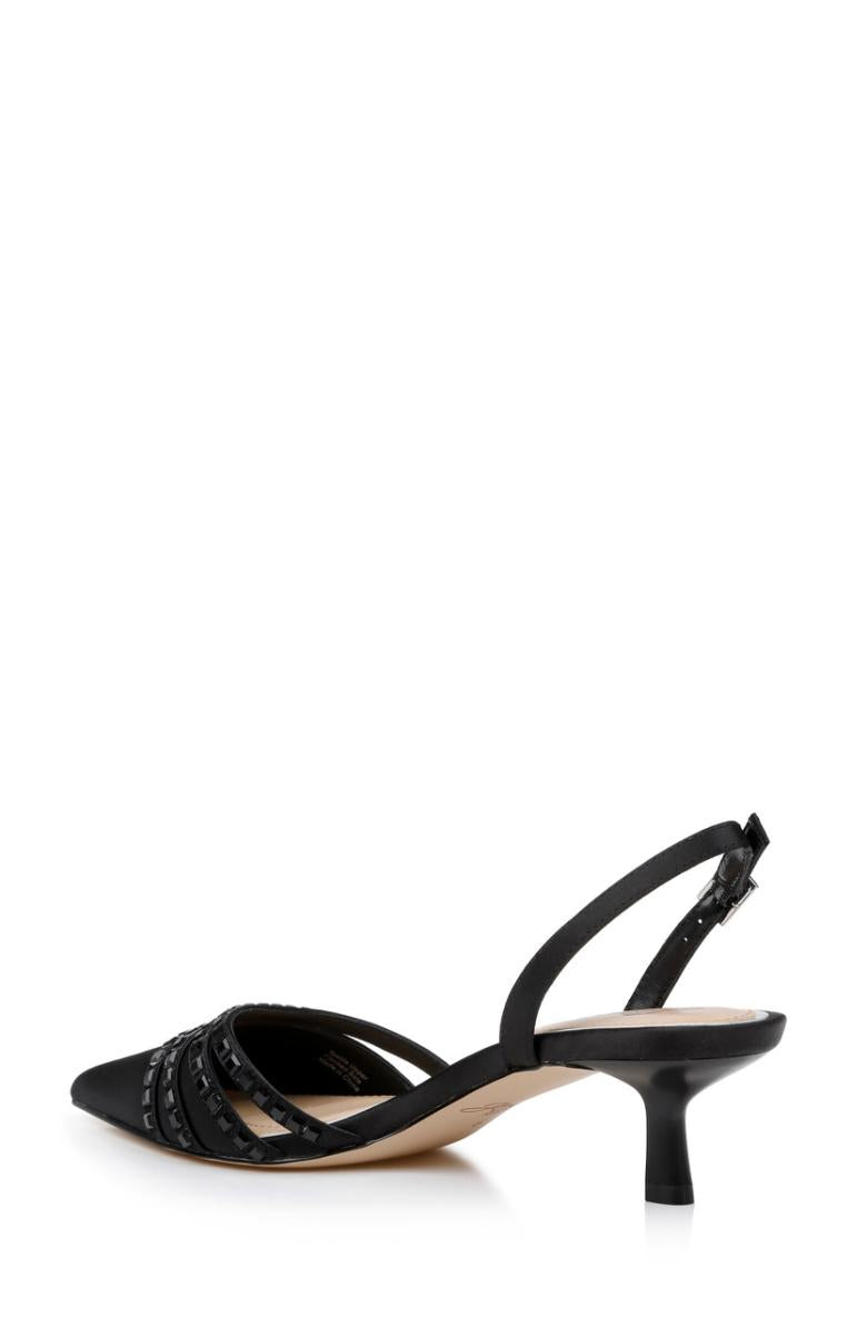 Badgley Mischka Katalina Bejeweled Slingback With Kitten Heel Black | Women Best Sellers
