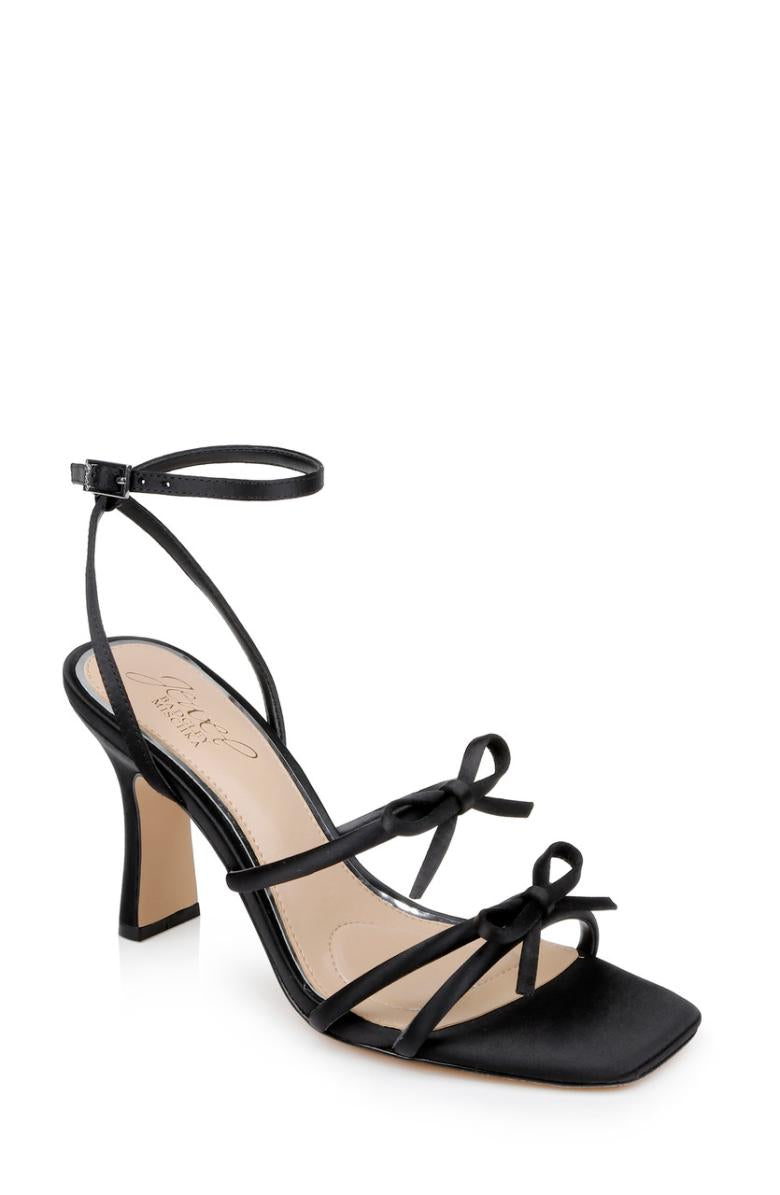 Badgley Mischka Kiyomi Delicate Sandal With Bow Straps Black | Women Stiletto