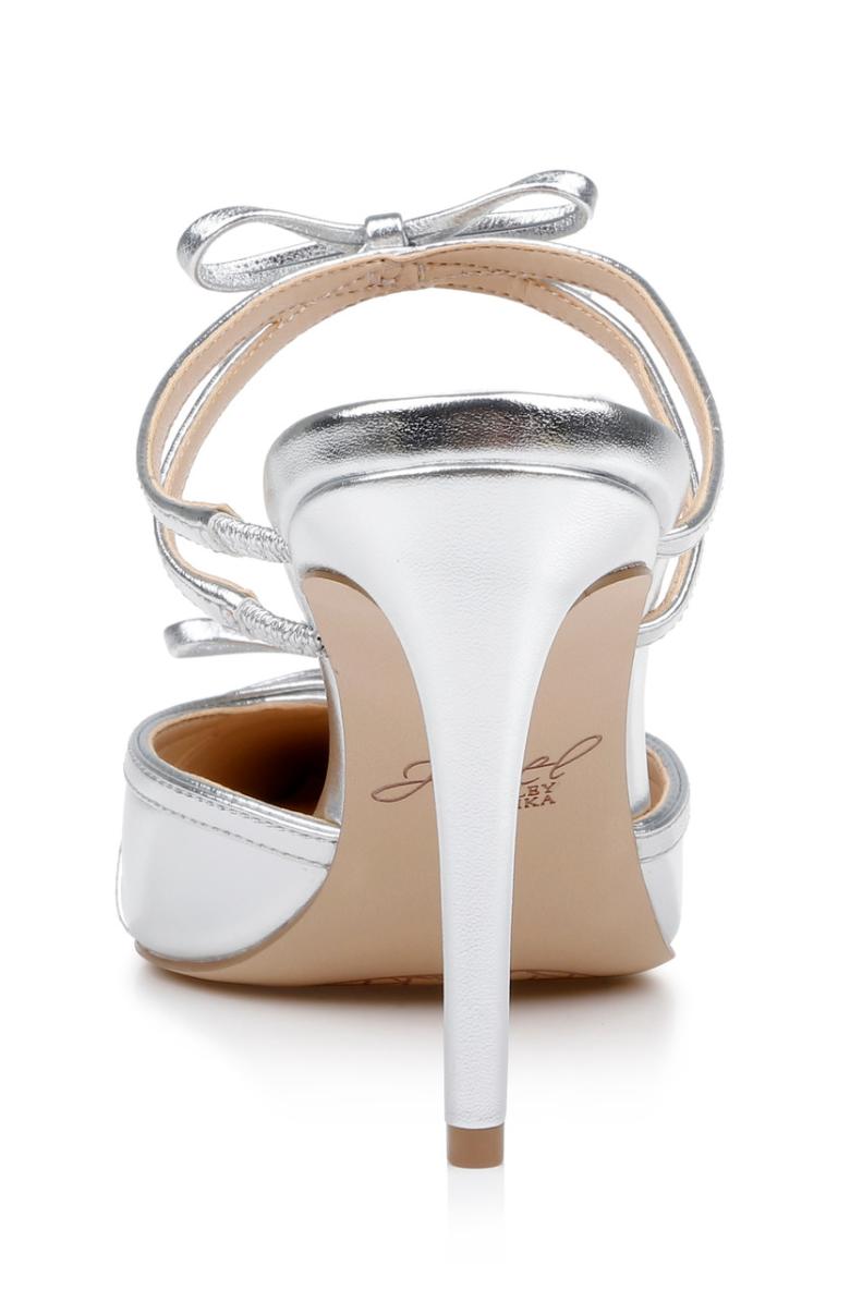 Badgley Mischka Klarise II Metallic Pointed Toe Double Bow Mules Silver | Women Stiletto