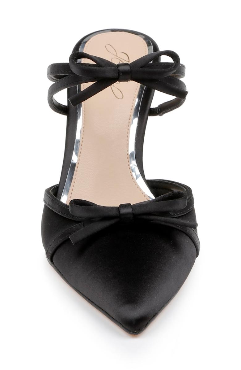 Badgley Mischka Klarise Pointed Toe Satin Double Bow Mules Black | Women Stiletto