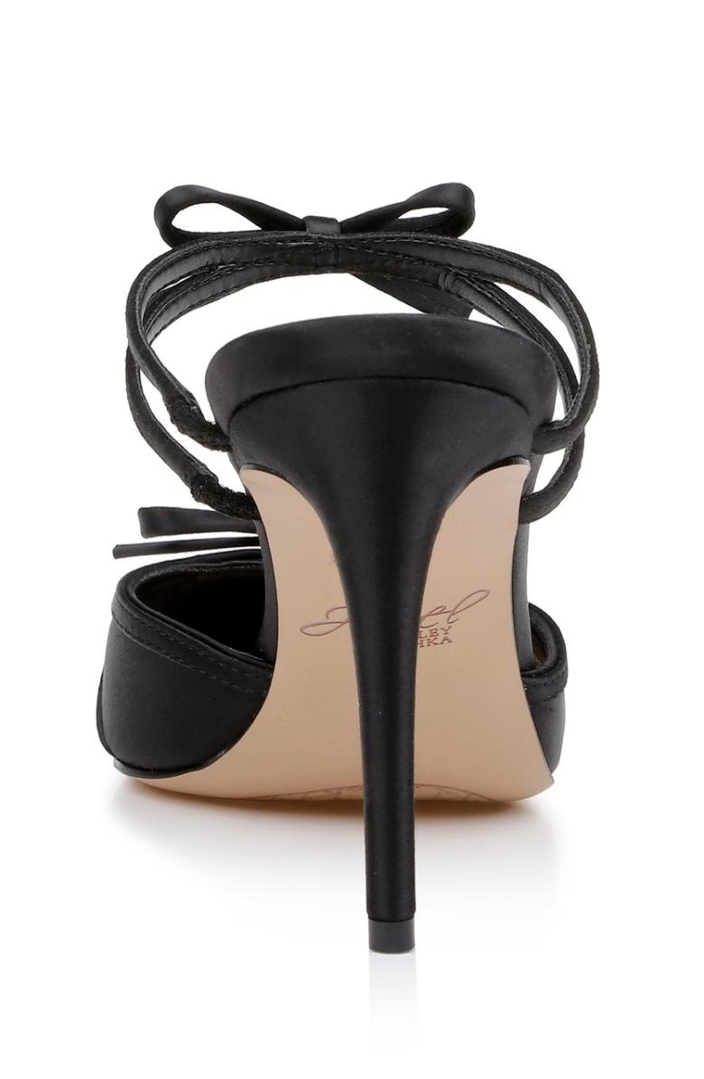 Badgley Mischka Klarise Pointed Toe Satin Double Bow Mules Black | Women Stiletto
