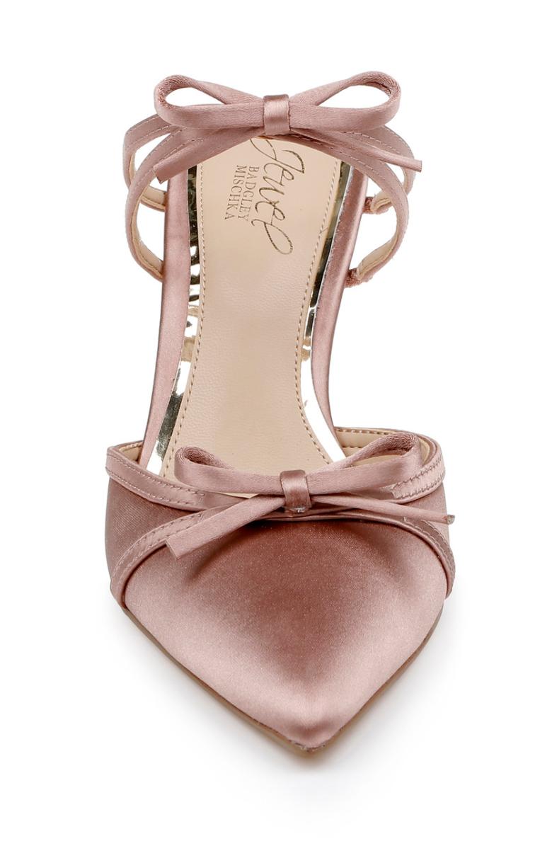 Badgley Mischka Klarise Pointed Toe Satin Double Bow Mules Black | Women Stiletto