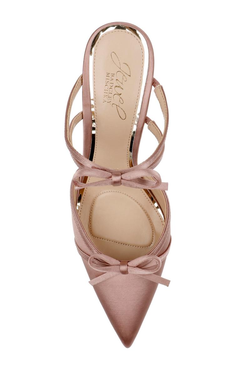 Badgley Mischka Klarise Pointed Toe Satin Double Bow Mules Black | Women Stiletto