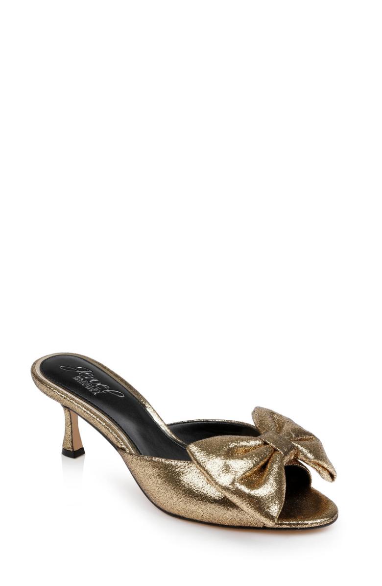 Badgley Mischka Kora Kitten Heel Mules With Large Bow Black | Women Stiletto