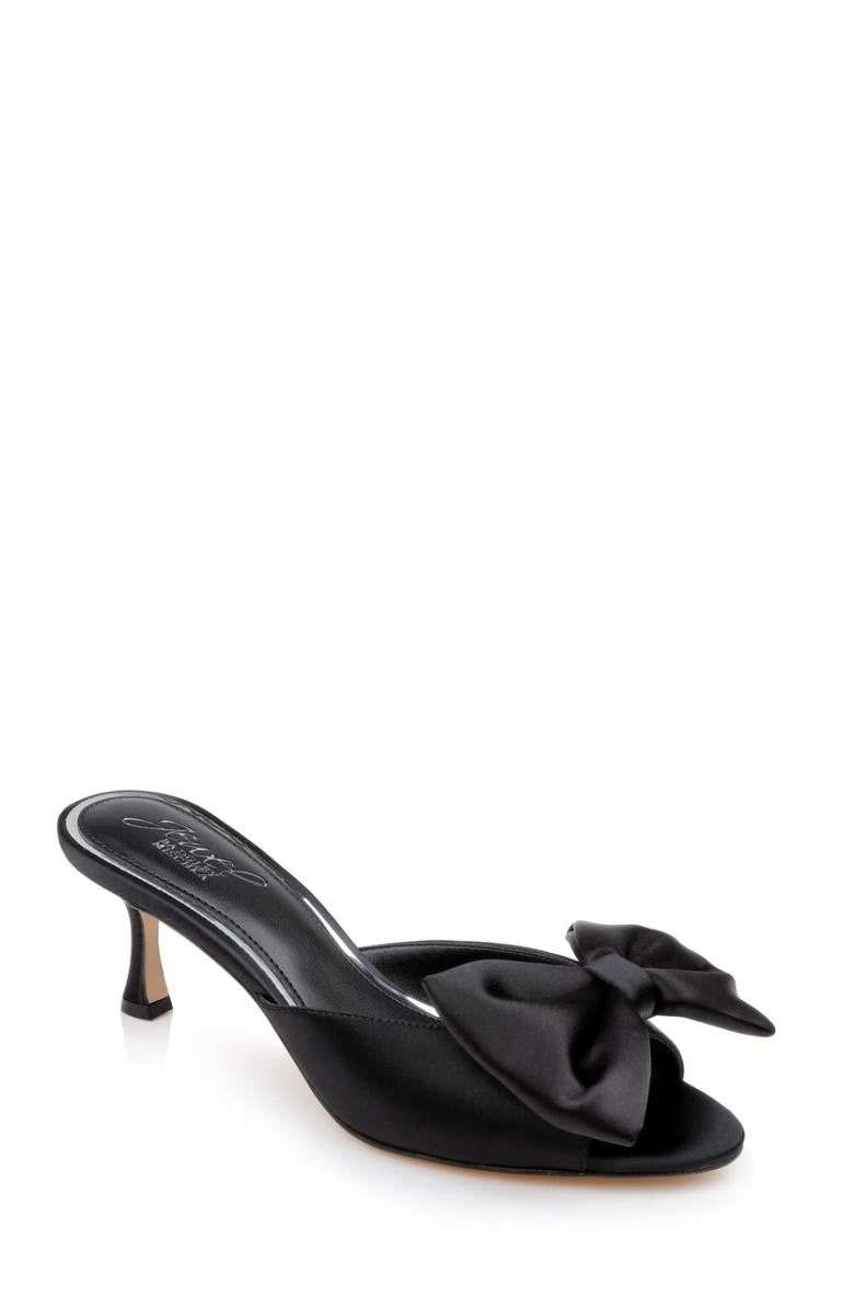 Badgley Mischka Kora Kitten Heel Mules With Large Bow Black | Women Stiletto