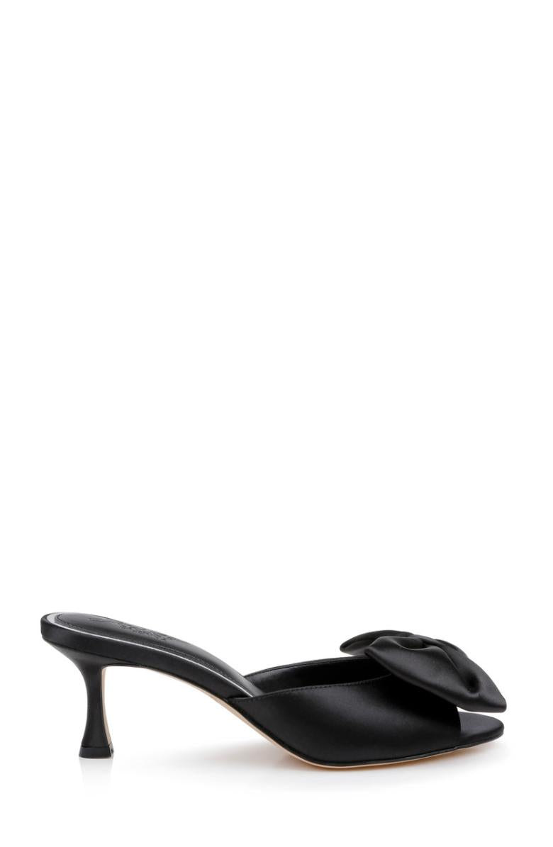 Badgley Mischka Kora Kitten Heel Mules With Large Bow Black | Women Stiletto