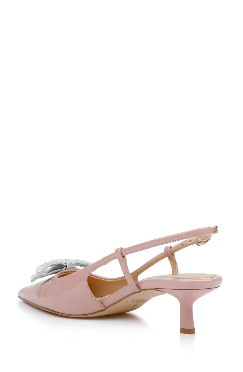 Badgley Mischka Krystia Slingback Kitten Heels With Pearled Bow Black | Women Kitten Heel