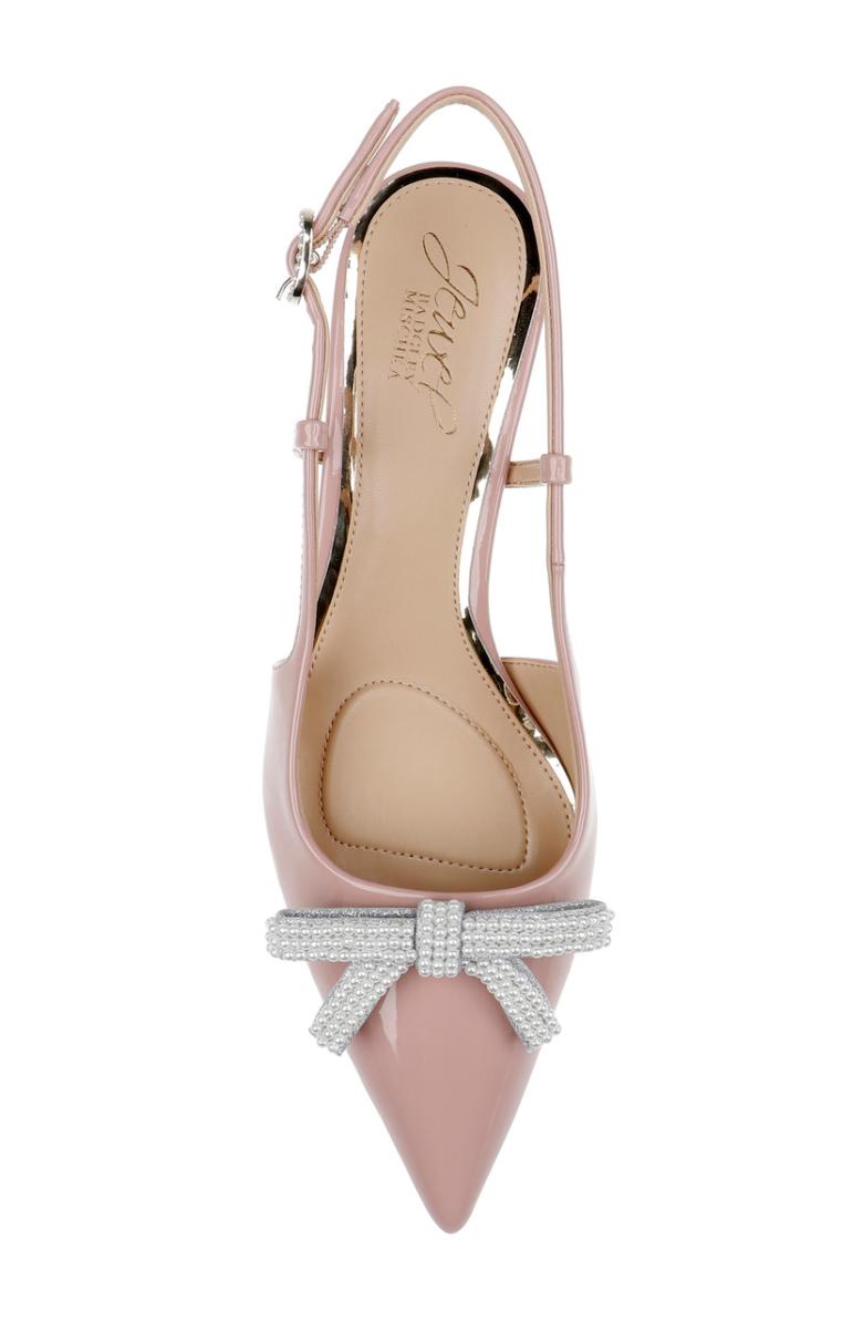 Badgley Mischka Krystia Slingback Kitten Heels With Pearled Bow Black | Women Kitten Heel