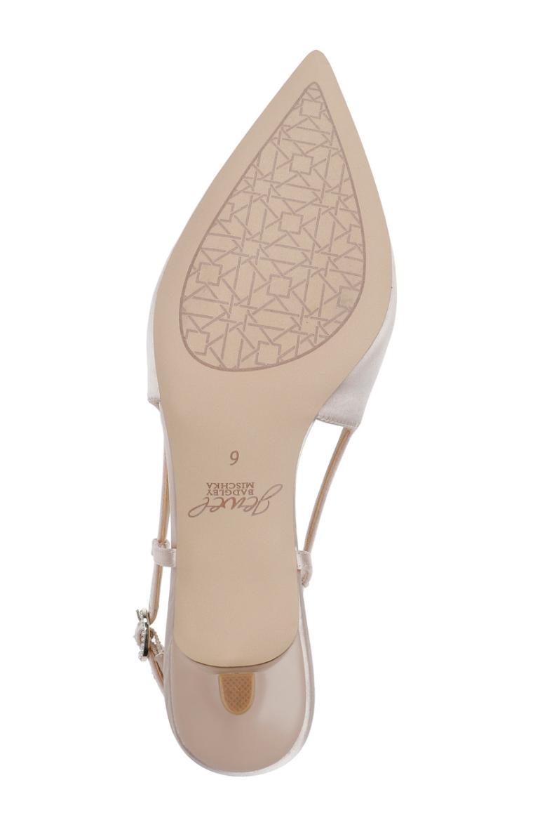 Badgley Mischka Krystia Slingback Kitten Heels With Pearled Bow Black | Women Kitten Heel