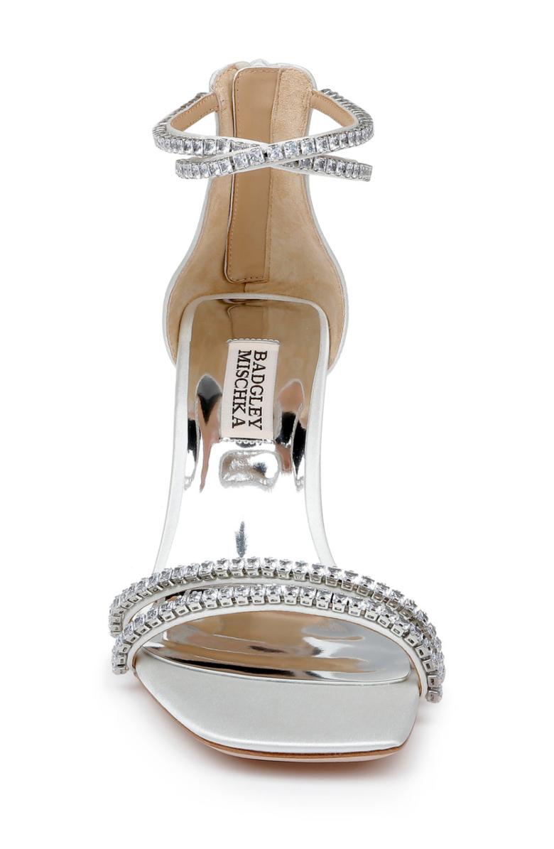 Badgley Mischka Lillie Crystal Dual-Strapped Block Heels Black | Women Block Heels