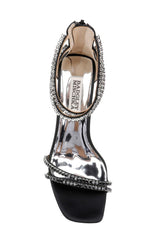 Badgley Mischka Lillie Crystal Dual-Strapped Block Heels Black | Women Block Heels