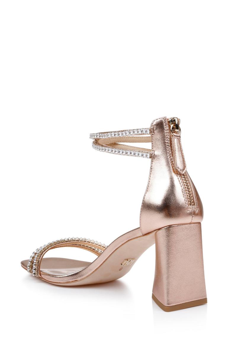 Badgley Mischka Lillie Crystal Dual-Strapped Block Heels Black | Women Block Heels