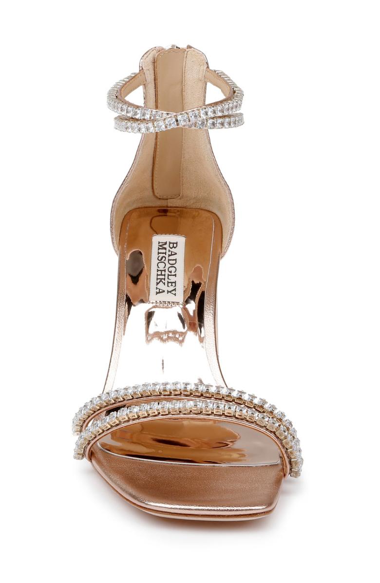 Badgley Mischka Lillie Crystal Dual-Strapped Block Heels Black | Women Block Heels