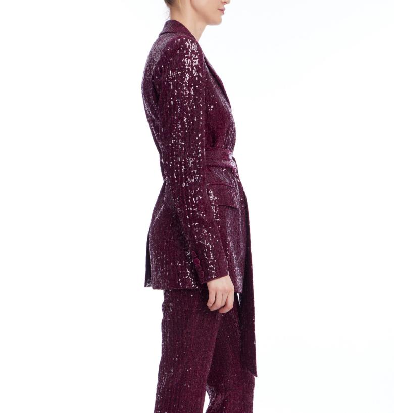 Badgley Mischka Line Sequin Notch Lapel Jacket Brown | Women Cocktail