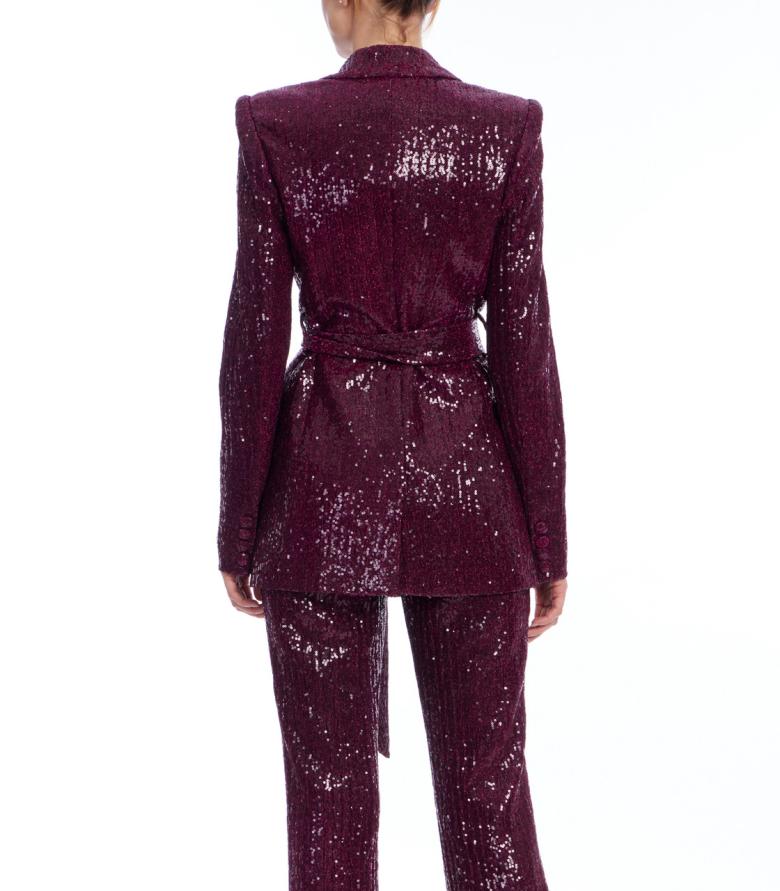 Badgley Mischka Line Sequin Notch Lapel Jacket Brown | Women Cocktail