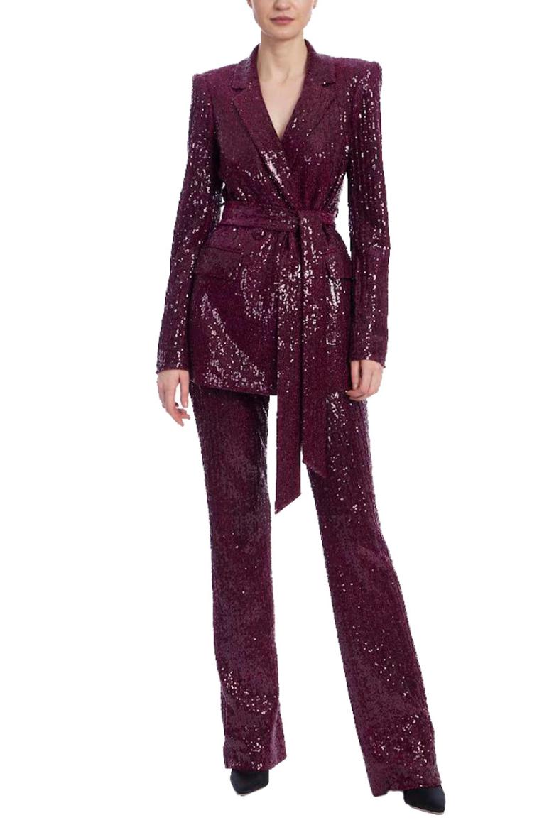 Badgley Mischka Line Sequin Notch Lapel Jacket Brown | Women Cocktail