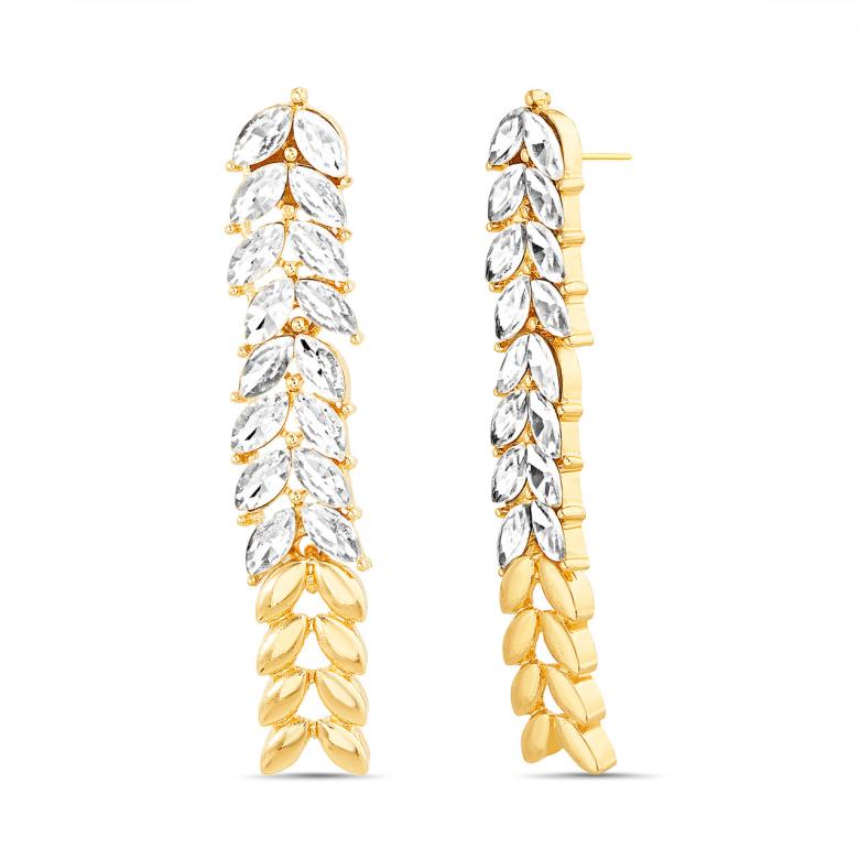 Badgley Mischka Linear Leaf Drop Earrings | Women Fashion Jewelry