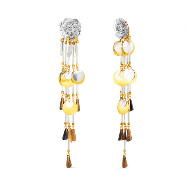 Badgley Mischka Linear Sequin Flower Fringe Earrings | Women Fashion Jewelry