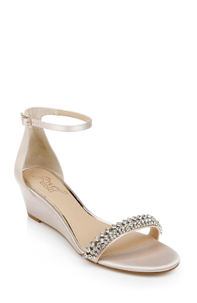 Badgley Mischka Lora Low Wedge Sandals Champagne | Women Wedge