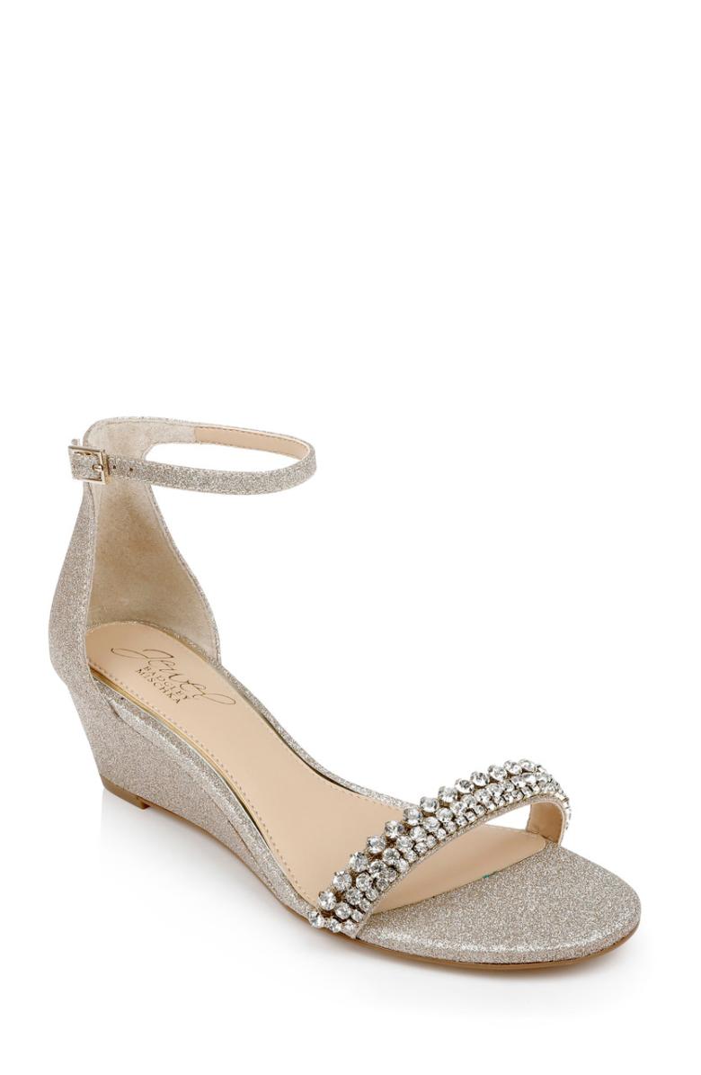 Badgley Mischka Lora Low Wedge Sandals Champagne | Women Wedge