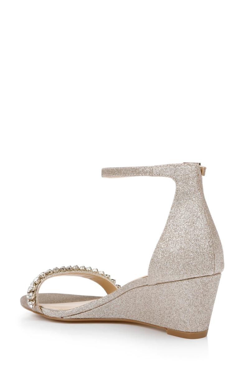 Badgley Mischka Lora Low Wedge Sandals Champagne | Women Wedge