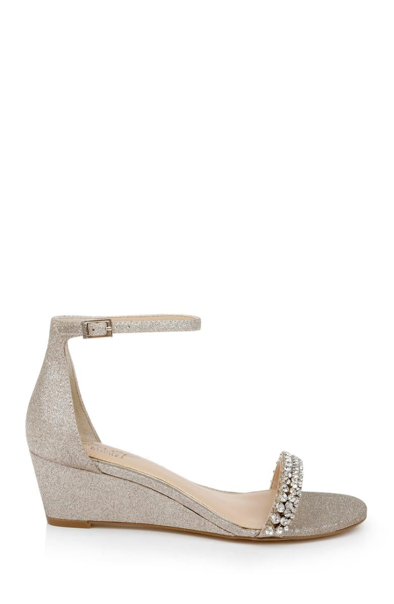 Badgley Mischka Lora Low Wedge Sandals Champagne | Women Wedge