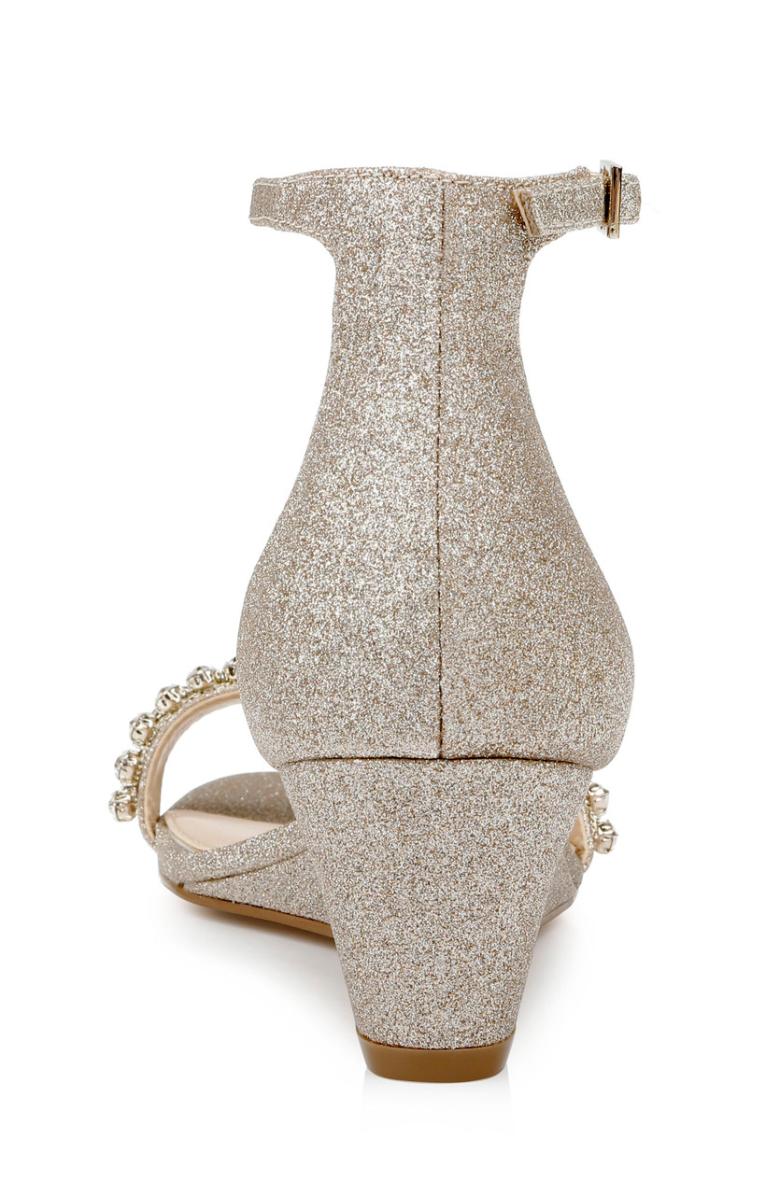 Badgley Mischka Lora Low Wedge Sandals Champagne | Women Wedge