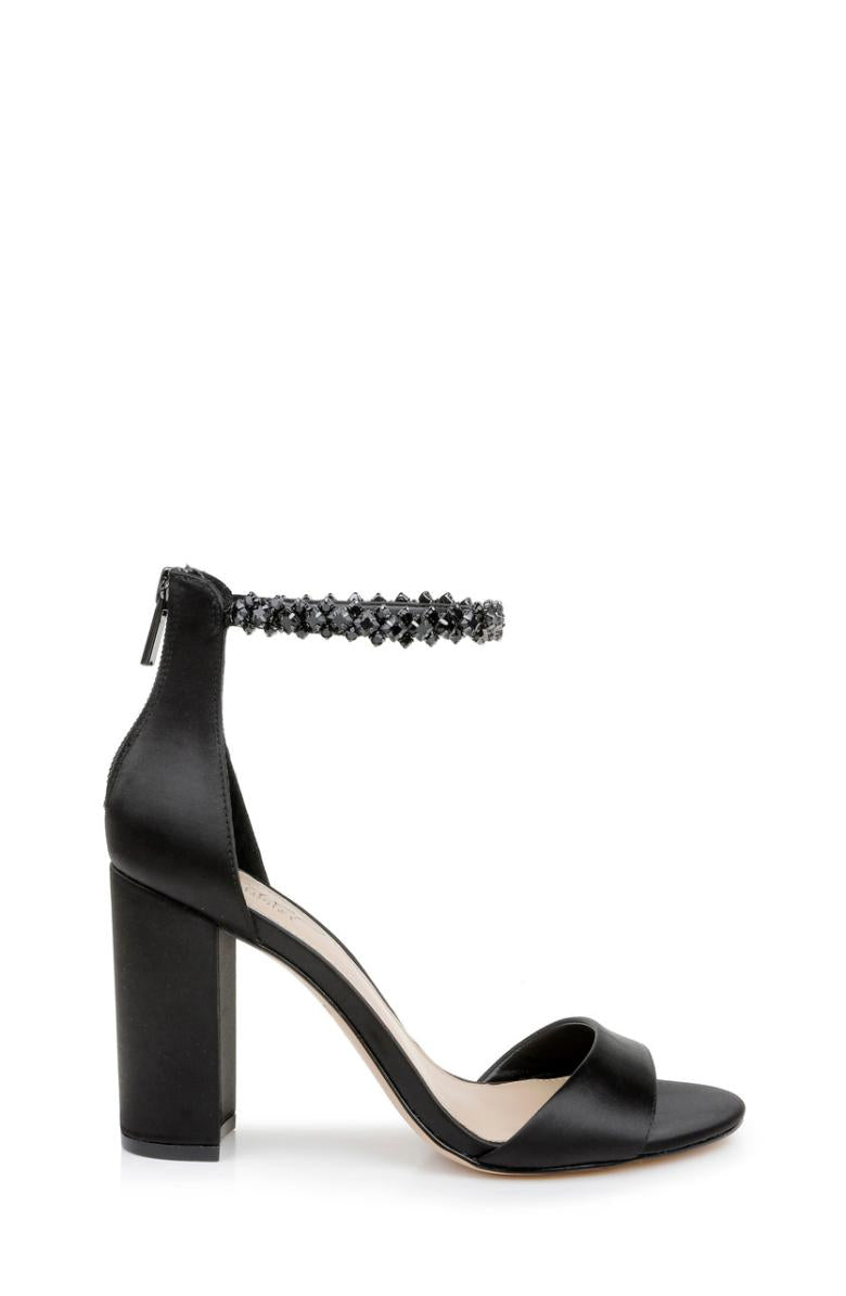 Badgley Mischka Louise Peep-Toe Block Heel Black | Women Block Heels