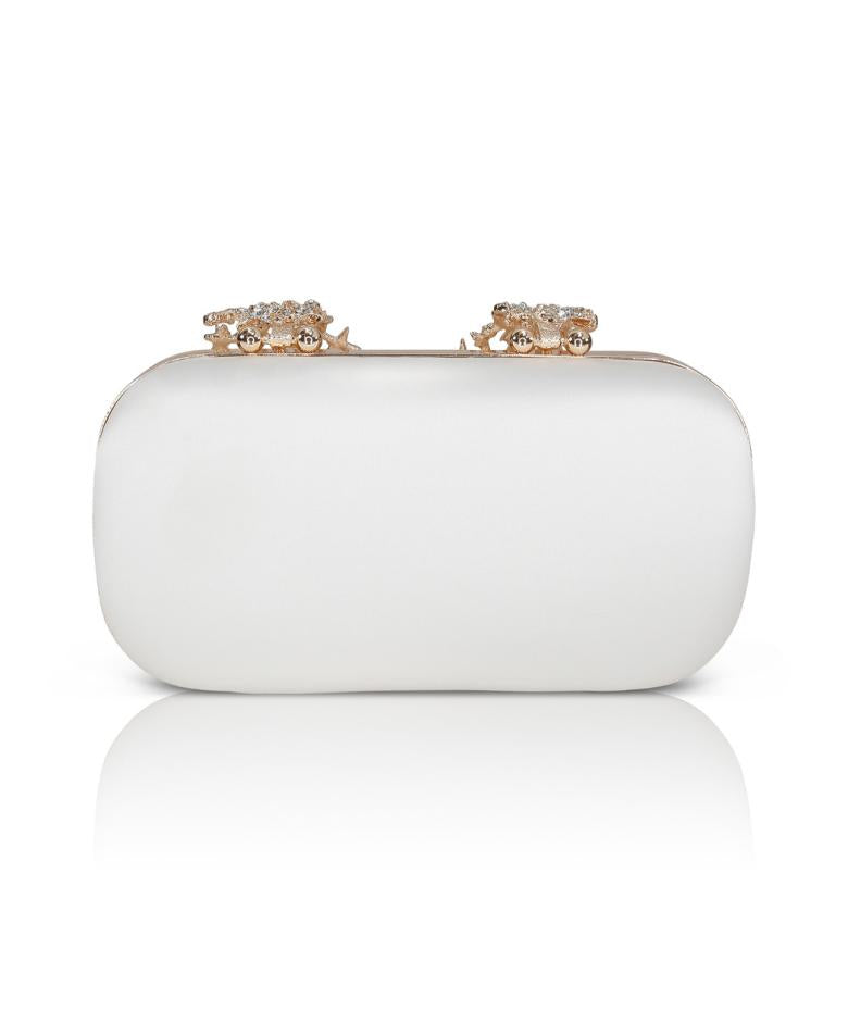 Badgley Mischka Lyra Starburst Clasp Satin Minaudiere Hot Pink | Women Evening Bags